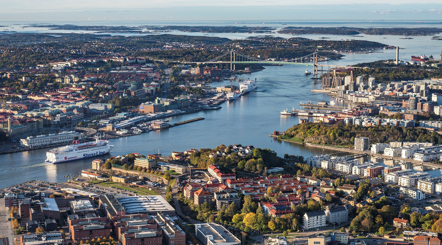 Utsikt över Göteborg vid Älvsborgsbron. 