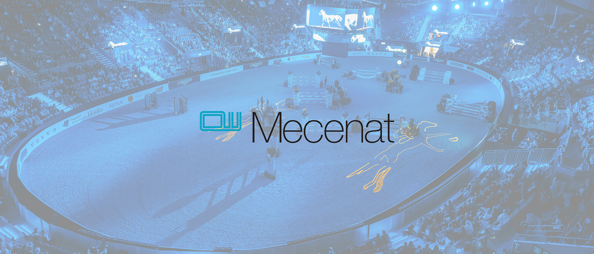 Illustrativ bild av arenan med en mecenatlogotyp över. 