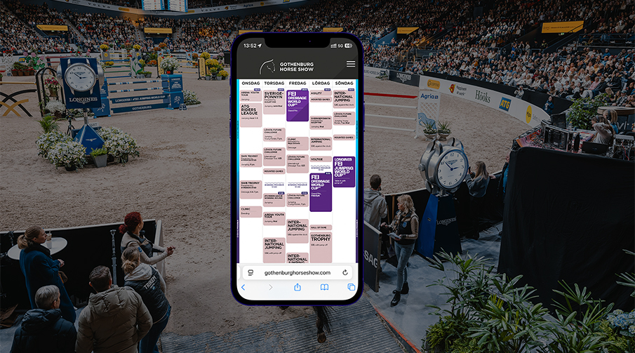 Illustration av programmet 2026. Mobil framför arenabakgrund