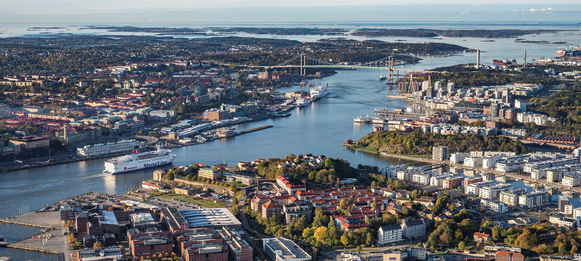 Utsikt över Göteborg vid Älvsborgsbron. 