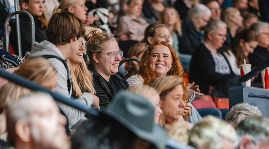 Grupp människor på läktaren.